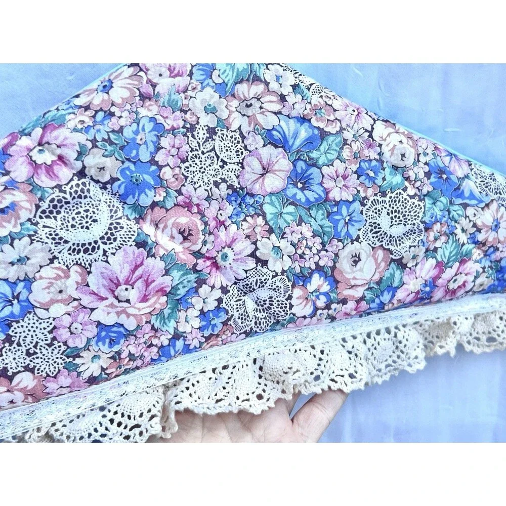 Vintage Handmade Cottagecore Padded Hanger Floral Lace Shabby Chic Decor